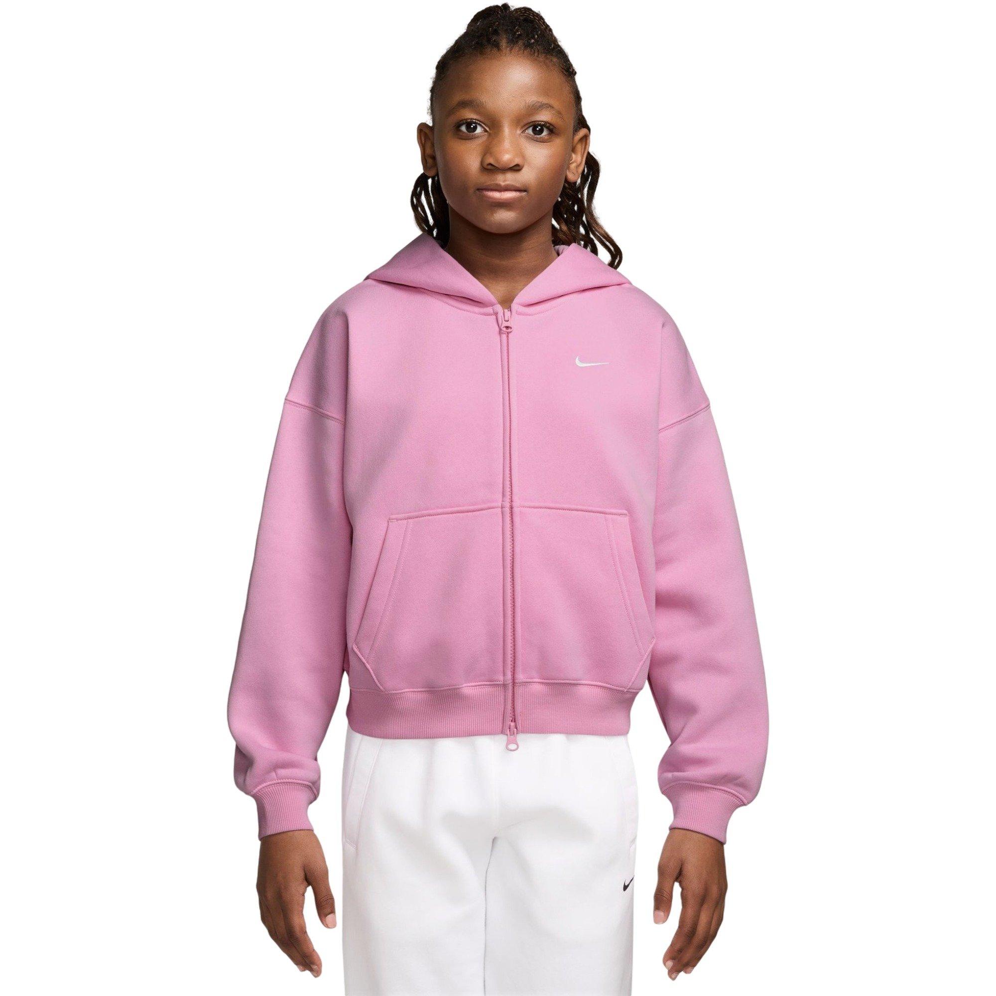 Nike Big Girls' Sportswear Studio Oversized Fleece Full-Zip Jacket - PINK